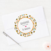 Handgemaakt met Love Bumble Bee en Rainbows Patter Ronde Sticker (Envelop)