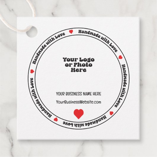 Handgemaakt met Love Business Insert - Red Heart Bedankjes Labels (Voorkant)