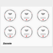 Handgemaakt met Love Business Insert - Red Heart Ronde Sticker (Vel)
