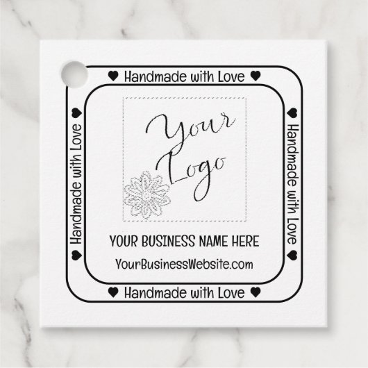 Handgemaakt met Love Business Promo - Kraft Bedankjes Labels (Voorkant)