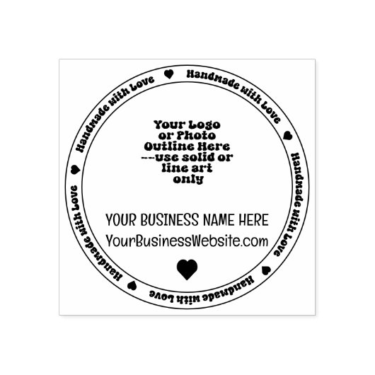 Handgemaakt met Love Business Promo - Monochromati Rubberstempel (Afrduk)