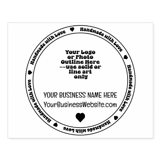 Handgemaakt met Love Business Promo - Monochromati Rubberstempel (Afrduk)