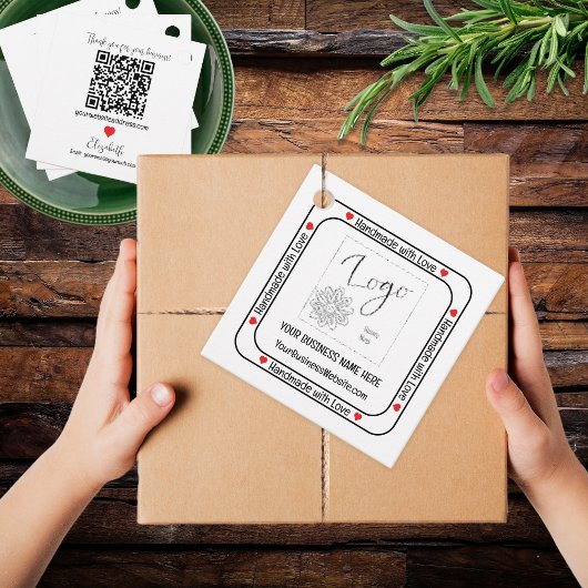 Handgemaakt met Love Business promotionele insert Bedankjes Labels