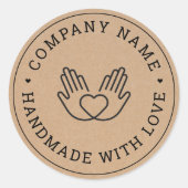 Handgemaakt met Love Business Rustic Kraft Ronde Sticker (Voorkant)