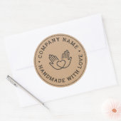 Handgemaakt met Love Business Rustic Kraft Ronde Sticker (Envelop)