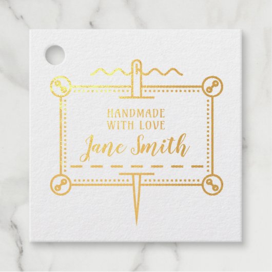 Handgemaakt met Love | Buttonnen en naaldontwerp Bedankjes Labels (Voorkant)