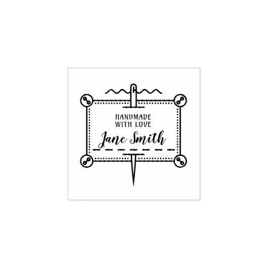 Handgemaakt met Love | Buttonnen en naaldontwerp Rubberstempel (Afrduk)