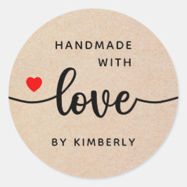Handgemaakt met Love Classic Round Sticker
