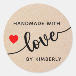 Handgemaakt met Love Classic Round Sticker