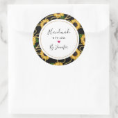 Handgemaakt met Love Classy Yellow Zonnebloemen Ronde Sticker (Tas)