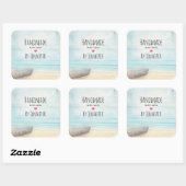 Handgemaakt met Love Coastal Beach Scene Nautical Vierkante Sticker (Vel)