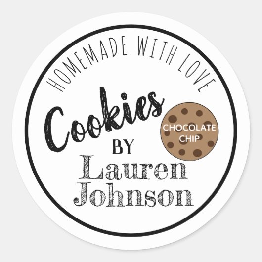 Handgemaakt met Love Cookies Sticker Eten Label (Voorkant)