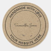 Handgemaakt met Love Craft DIY Kraft Paper Ronde Sticker (Voorkant)