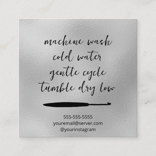 Handgemaakt met Love Crochet Square Vierkante Visitekaartje (Achterkant)