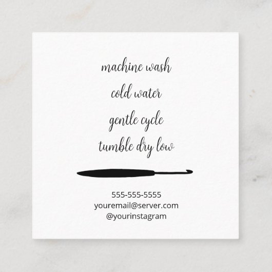 Handgemaakt met Love Crochet Vierkante Visitekaartje (Achterkant)