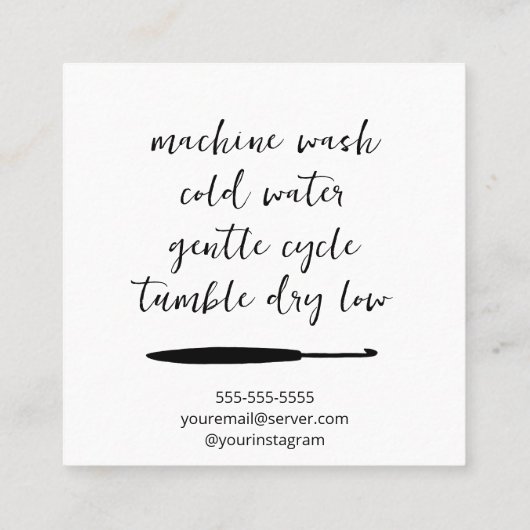 Handgemaakt met Love Crochet Vierkante Visitekaartje (Achterkant)