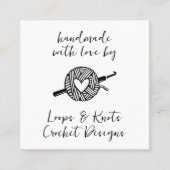 Handgemaakt met Love Crochet Vierkante Visitekaartje (Voorkant)