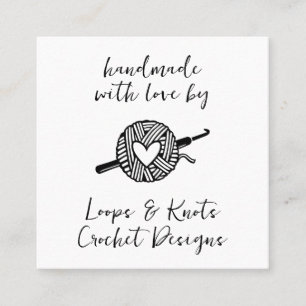 Handgemaakt met Love Crochet Vierkante Visitekaartje