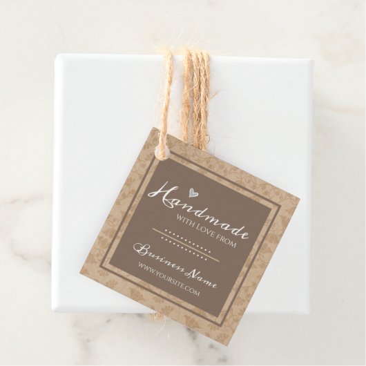 Handgemaakt met Love Custom Business Label tan (In situ)