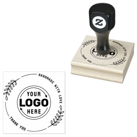 Handgemaakt met Love Custom Logo Rubber Stamp Rubberstempel (Gestempeld)