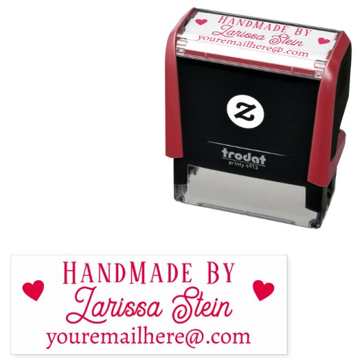 Handgemaakt met Love Custom Signature Rubber Stamp Zelfinktende Stempel (In situ)