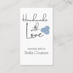 Handgemaakt met Love Cute Buttonnen White Verticaa Visitekaartje