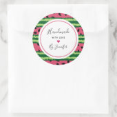 Handgemaakt met Love Cute Watermelon Pattern Ronde Sticker (Tas)