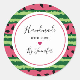 Handgemaakt met Love Cute Watermelon Pattern Ronde Sticker