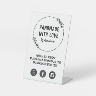 Handgemaakt met Love Doodle sociale media Reclamebord Met Voetstuk