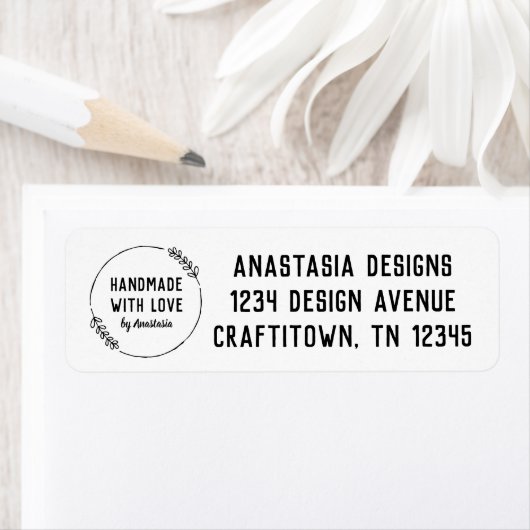 Handgemaakt met Love Doodle Wreated Craft Business Etiket (Insitu)