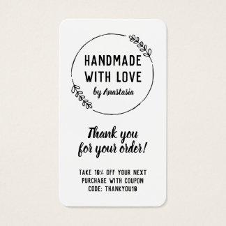 Handgemaakt met Love Doodle Wreated Dank u Visitekaartje