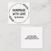 Handgemaakt met Love Doodle Wreated Personalized Vierkante Visitekaartje (Voorkant / Achterkant)