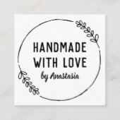 Handgemaakt met Love Doodle Wreated Personalized Vierkante Visitekaartje (Voorkant)