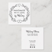 Handgemaakt met Love Doodle Wreath Brush Script Vierkante Visitekaartje (Voorkant / Achterkant)