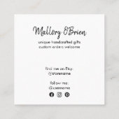 Handgemaakt met Love Doodle Wreath Brush Script Vierkante Visitekaartje (Achterkant)