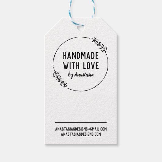 Handgemaakt met Love Doodle Wreath Craft Show Labe Cadeaulabel (Voorkant)