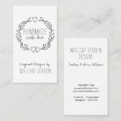 Handgemaakt met Love Doodle Wreath Vertical Visitekaartje (Voorkant / Achterkant)