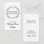 Handgemaakt met Love Doodle Wreath Vertical Visitekaartje (Voorkant / Achterkant)