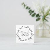 Handgemaakt met Love Doodle Wreath Vierkante Visitekaartje (Staand voorkant)