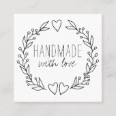 Handgemaakt met Love Doodle Wreath Vierkante Visitekaartje (Voorkant)
