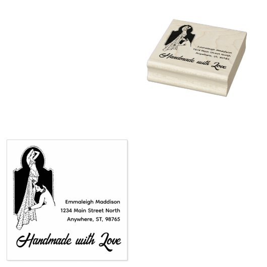 Handgemaakt met Love  Dressmaker Rubberstempel (Gestempeld)