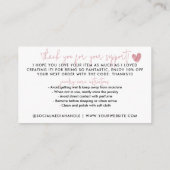 Handgemaakt met Love Dusty Pink Heart Sieraden Car Informatiekaartje (Achterkant)