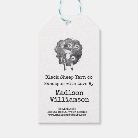 Handgemaakt met Love | Dyed Yarn | Schapenafdrukke Cadeaulabel (Voorkant)