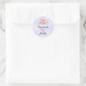 Handgemaakt met Love Elegant Pink Waterverf Flower Ronde Sticker (Tas)