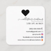 Handgemaakt met Love Etsy Home Crafter Art Silver Vierkante Visitekaartje (Achterkant)