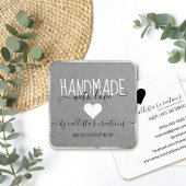 Handgemaakt met Love Etsy Home Crafter Art Silver Vierkante Visitekaartje