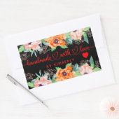 Handgemaakt met Love Floral Black Rechthoekig teke Rechthoekige Sticker (Envelop)