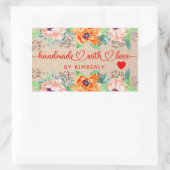 Handgemaakt met Love Floral Rechthoekige Sticker (Tas)