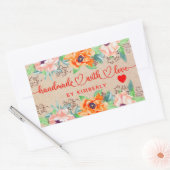 Handgemaakt met Love Floral Rechthoekige Sticker (Envelop)