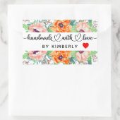 Handgemaakt met Love Floral Rectangular Sticker (Tas)